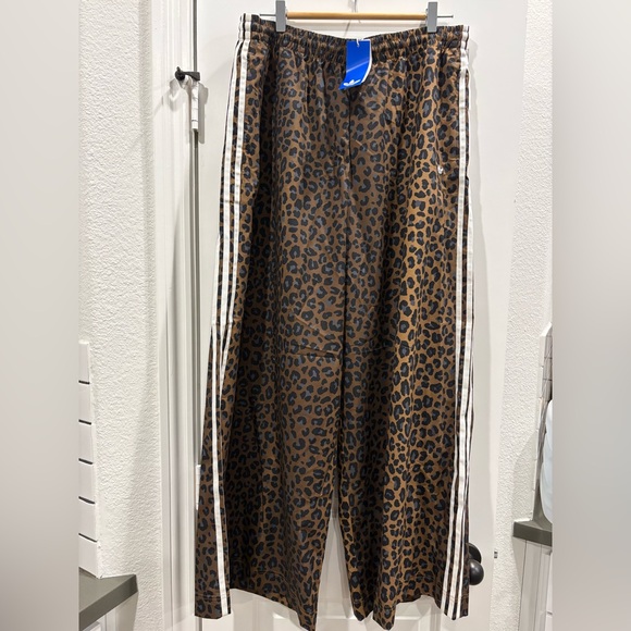 adidas Pants - Adidas Leopard Print Track Pants with White Stripes NWT